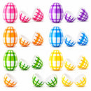 Set of 12 Fillable Easter Eggs Multicolor Plaid Plastic Hinged Eggs 2.25 Inches