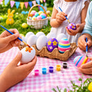 Easter Egg Painting Kit White Blank Plastic Eggs with Paints & Brush DIY Decorating