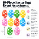 Set of 10 Gingham Checkered Plastic Easter Eggs - Fillable Hunt Decor 2.25 Inches