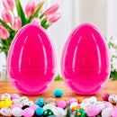 Set of 2 Pink Jumbo Plastic Easter Eggs Giant Fillable Large Size 10 Inches