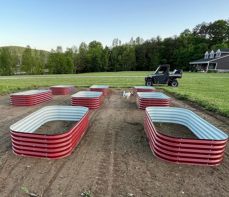 17" Tall, 12-in-1 Metal Raised Garden Bed in Barn Red