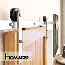 Non-Bypass Sliding Barn Door Hardware Kit - Straight Design Roller - Silver Finish