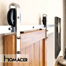 Non-Bypass Sliding Barn Door Hardware Kit - Spoke Wheel Design Roller - Silver Finish