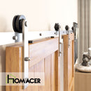 Non-Bypass Sliding Barn Door Hardware Kit - Straight Design Roller - Silver Finish