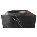 Toros Black Marble Rectangular Wall-mount Bathroom Sink (W)17" (L)30" (H)6" side profile view