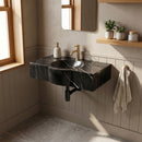 Toros Black Marble Bowfront Wall-Mount Sink - 30"x17"x6" - Honed