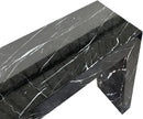 Toros Black Marble Rectangular Console Polished (W)12" (L)40" (H)30" angle closeup view 