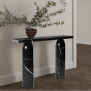 Black Turkish Marble Console Table - Polished Designer Round Legs