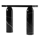 Black Turkish Marble Console Table - Polished Designer Round Legs