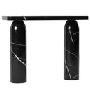 Black Turkish Marble Console Table - Polished Designer Round Legs