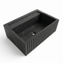 Toros Black Marble Fluted Wall-Mount Sink with Integrated Ledge - 24"x16"x7" - Honed