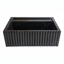 Toros Black Marble Fluted Wall-Mount Sink with Integrated Ledge - 24"x16"x7" - Honed