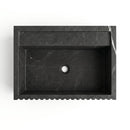 Toros Black Marble Fluted Wall-Mount Sink with Integrated Ledge - 24"x16"x7" - Honed