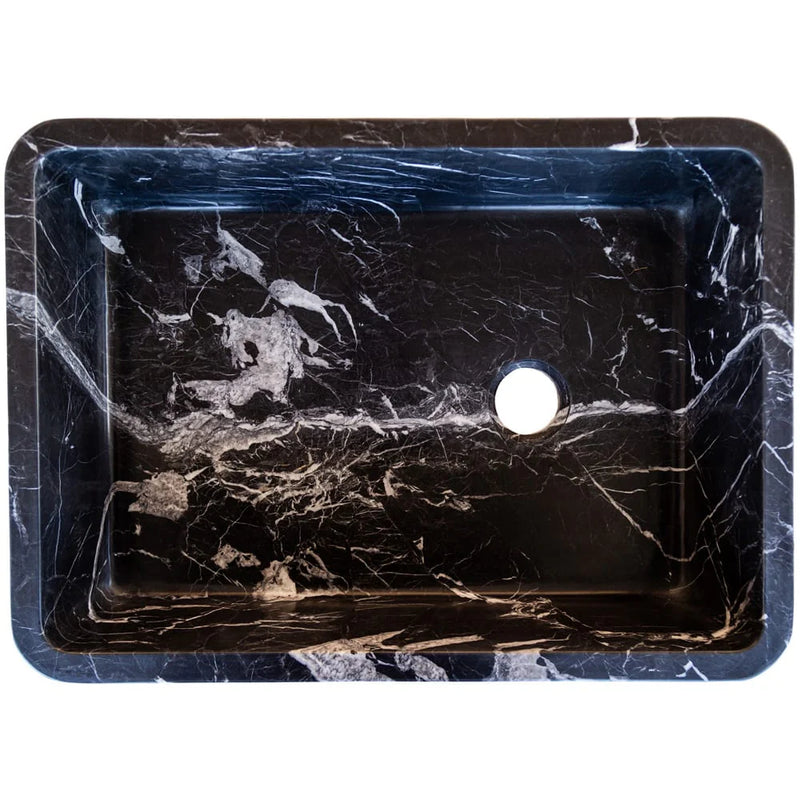 Toros Black Marble Rectangular Above Vanity Bathroom Sink (W)14.4" (L)20.3" (H)4.70" top view