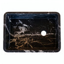 Toros Black Marble Rectangular Vessel Sink - 20.3"x14.4"x4.7" - Polished