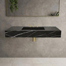 Black Marble Honed Rectangular Wall-Mount Bathroom Sink 20x48