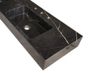 Toros Black Marble Double Sink Wall-mount Bathroom Sink Polished (W)18" (L)60" (H)6" corner close-up view