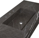 Toros Black Marble Rectangular Wall-mount Bathroom Sink (W)20" (L)48" (H)6" closeup angle view