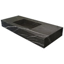 Black Marble Honed Rectangular Wall-Mount Bathroom Sink 20x48
