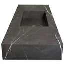 Black Marble Honed Rectangular Wall-Mount Bathroom Sink 20x48