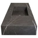 Toros Black Marble Rectangular Wall-mount Bathroom Sink (W)20" (L)48" (H)6" side view