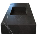 Toros Black Marble Rectangular Wall-mount Bathroom Sink (W)20" (L)48" (H)6" side view