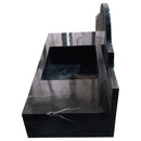 Toros Black Marble Wall-mount Bathroom Sink with Backsplash Polished (W)15" (W)33" (H)6" side view