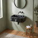 Toros Black Marble Rectangular Wall-Mount Sink with Rounded Corners - 18"x12"x7" - Honed