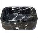 Toros Black Marble Rectangular Wall-Mount Sink with Rounded Corners - 18"x12"x7" - Honed
