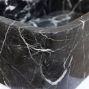 Toros Black Marble Rectangular Wall-Mount Sink with Rounded Corners - 18"x12"x7" - Honed