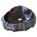 Toros Black Marble Rough Square Vessel Sink - 17"x17"x5" - Polished/Rough