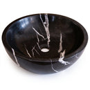 Toros Black Marble Deep Round Vessel Sink - 16"x16"x6" - Polished