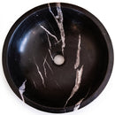 Toros Black Marble Deep Round Vessel Sink - 16"x16"x6" - Polished