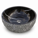 Toros Black Marble Round Vessel Sink - 16"x6" - Honed / Split-Face
