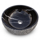 Toros Black Marble Round Vessel Sink - 16"x6" - Honed / Split-Face
