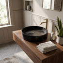 Toros Black Marble Round Vessel Sink - 17.5"x17.5"x6" - Honed