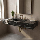 Toros Black Marble Wall-Mount Block Sink - 48"x20"x6" - Honed