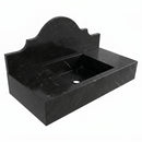 Toros Black Marble Wall-Mount Sink with Crested Backsplash - 33"x15"x6" - Honed
