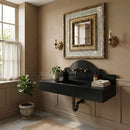 Toros Black Marble Wall-Mount Sink with Crested Backsplash - 33"x15"x6" - Honed