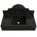 Toros Black Marble Wall-Mount Sink with Crested Backsplash - 33"x15"x6" - Honed