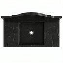 Toros Black Marble Wall-Mount Sink with Crested Backsplash - 33"x15"x6" - Honed