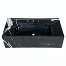 Toros Black Marble Rectangular Wall-Mount Sink with Integrated Tray - 36"x16"x10" - Polished