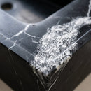 Toros Black Marble Rectangular Wall-Mount Sink with Integrated Tray - 36"x16"x10" - Polished