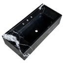 Toros Black Marble Rectangular Wall-mount Bathroom Sink (W)16" (L)36" (H)10" top angle view