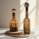 Tortoiseshell leopard print glass vase living room decor accessory