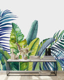 Modish Green Palm Leaves Wallpaper