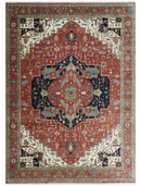 Traditional 9.11x13.8 Hand knotted Premium Fine Brown, Black and Ivory wool Area Rug