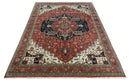 Traditional 9.11x13.8 Hand knotted Premium Fine Brown, Black and Ivory wool Area Rug