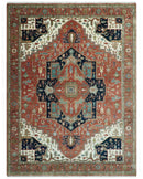 Traditional 9.11x13.8 Hand knotted Premium Fine Brown, Black and Ivory wool Area Rug