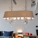 DecorBites™ Traditional Flaxen Fabric Pendant Lamp with Crystal Accents - 8-Light Island Hanging Fixture